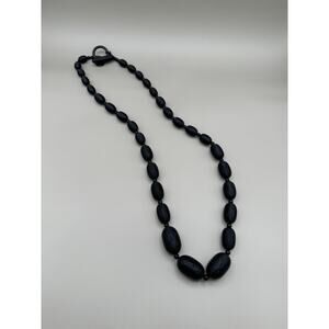 Vintage Pono Italy Chunky Black Beaded Long Necklace